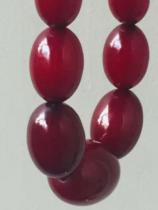 Rare Vintage Cherry Amber Bakelite Bead Necklace Circa 1938