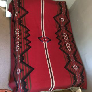 PENDLETON Aztec King Wool Blanket & Metal Sign RARE 64” BEAVER STATE Bundle VTG 3