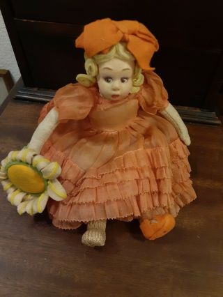 Lovely Rare 1920s Lenci Felt 9 " Girl Doll