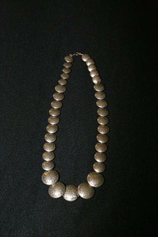Old Pawn Navajo Silver Necklace Rare Tapering Discs Vintage