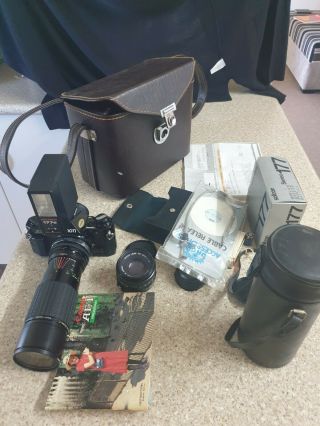 Canon Ae - 1 Program 35mm Camera 2 Lenses And Kit Bag Rare Find