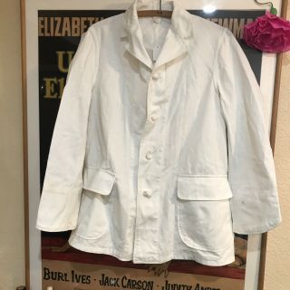 Rare Vintage Ww2 Us Army Bakers And Cooks Coat Jacket White Cotton Denim Sz 38