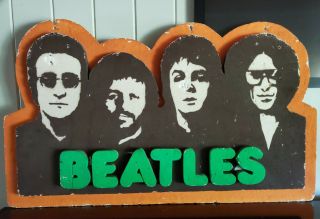 The Beatles Capitol Records In - Store Styrofoam Display Sign 1974 Promo Rare