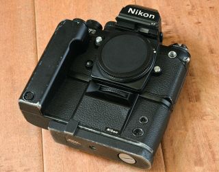 RARE Nikon F3P Press 35mm Film Camera MD - 4 Motor MF - 6 Back AH - 2 Pro Titanium Top 2