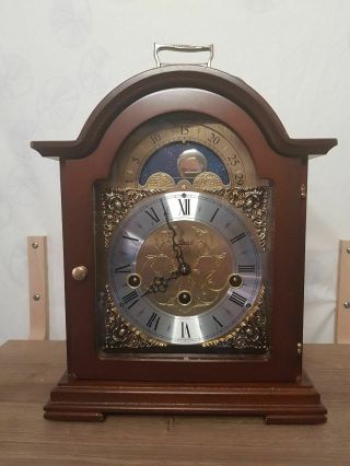 Rare Hermle Table Clock With Moon Phase,  Westminster Chime And Night Shut Off