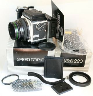 Rare Chrome/silver Zenza Bronica Etr Camera Zenzanon 75mm Lens,  Wlf,  Grip,  Backs