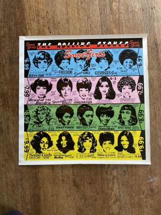 Rolling Stones 1978 Some Girls Us Promo Poster 24 X 24 " Rare Vintage