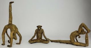 Ultra Rare Vintage Maitland Smith Brass Monkeys Set Of 3 Hand Made