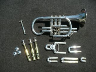 Rare Old French Cornet By Besson Paris - 4 Valves - Bb & A - Vgc