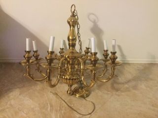 Vintage Antique Heavy Brass Bronze Color Candle Chandelier Lighting Lamp Rare
