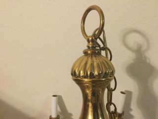 Vintage Antique Heavy Brass Bronze Color Candle Chandelier Lighting Lamp Rare 2