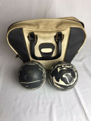 Vintage Ebonite Pro - Line 5m Duckpin Balls 5” 3lbs 8oz Rare With Clark Bag