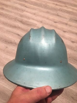 Rare Color Vintage E.  D.  Bullard Hard Boiled Teal Colored Aluminum Hard Hat