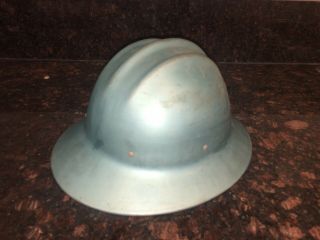 RARE COLOR Vintage E.  D.  Bullard Hard Boiled TEAL Colored Aluminum Hard Hat 2