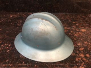RARE COLOR Vintage E.  D.  Bullard Hard Boiled TEAL Colored Aluminum Hard Hat 3