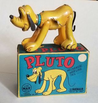 Linemar Marx Disney Pluto Tin Wind Up Toy Near In The Box 1950s - Very Rare