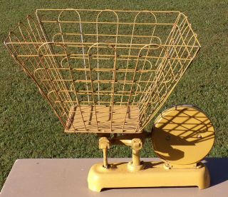 Rare Vintage Yellow Detecto Dry Cleaning Laundry Scale With Wire Basket 3