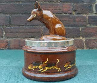 Rare Royal Doulton Silver Collar Smiling Fox & Hounds Humidor / Tobacco Pot