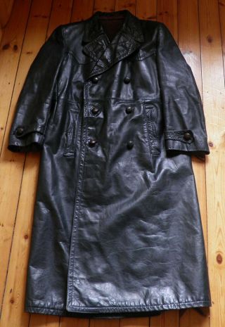 Greatcoat,  Ledermantel Black,  Rare And Period Item German Wwii