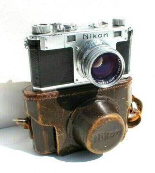 Rare Vtg 1951 Nikon S Rangefinder Camera W/ 5cm F/1.  4 Nikkor Sc Tokyo Lens - Xlt