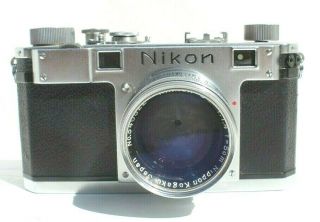RARE Vtg 1951 Nikon S Rangefinder Camera w/ 5cm f/1.  4 Nikkor SC Tokyo Lens - XLT 2