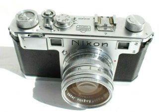 RARE Vtg 1951 Nikon S Rangefinder Camera w/ 5cm f/1.  4 Nikkor SC Tokyo Lens - XLT 3
