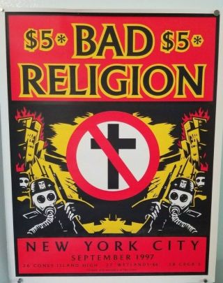 Rare 1997 Bad Religion Logo Gas Mask Poster Nyc Limited Cbgb Obey Shepard Fairey