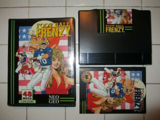 Football Frenzy (neo Geo Aes,  1991) Complete Cib Usa Rare Dogtag Version 100 Snk