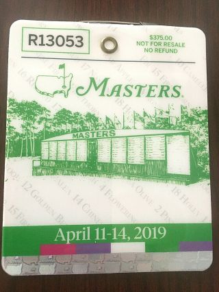 2019 MASTERS BADGE TICKET AUGUSTA NATIONAL GOLF PGA TIGER WOODS WINS 5TH RARE 3