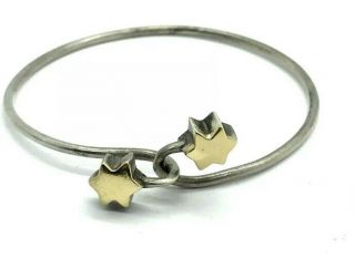 Authentic Tiffany & Co Sterling Silver & 18k Star Hook Bangle Bracelet Rare