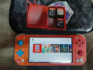 Rare Pokemon Edition Switch Lite W/ 3 Games,  128gb Micro Sd Card And Case