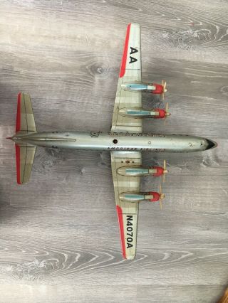 Rare Vintage Large Tin Battery Op American Airlines Airplane Japan Dc7c N4070a