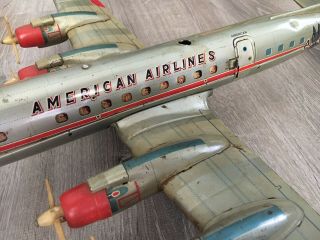 Rare Vintage Large Tin Battery Op American Airlines Airplane Japan DC7C N4070A 3