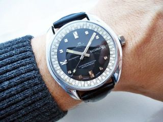 Rare Black Sicura / Breitling Automatic Date Vintage Wristwatch 1970s