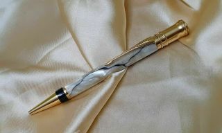 Parker Duofold Pearl And Black Marble Ballpoint Pen Vintage Very Rare