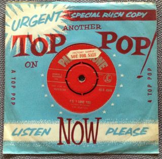 The Beatles - Love Me Do Rare Uk 1962 Promo Sample 1st Press Red Label Vg,  Vg,