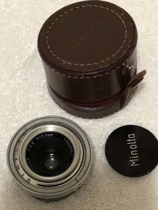 Rare Chiyoko Rokkor 3.  5cm (35mm) F/3.  5 Lens For Minolta A,  With Case