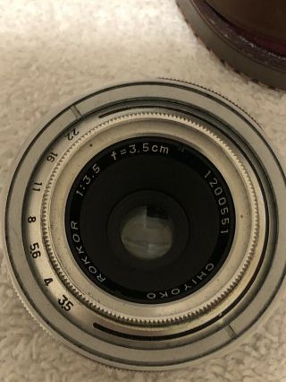 Rare Chiyoko Rokkor 3.  5cm (35mm) f/3.  5 Lens for Minolta A,  with Case 2
