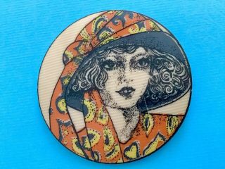 Lea Stein Vintage Serigraphy Brooch: Large And Rare
