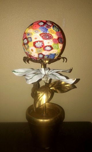 Rare Vtg Murano Glass Fratelli Toso Millefiori Flower Pot Lamp Wow