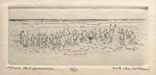 Beth Van Hoesen - Small Early Rare Etching - Olympic Club Swimmers 1961 - Ed.  Of 25