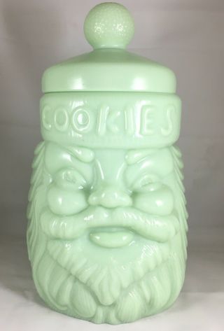 Vintage Christmas Jade Jadeite Santa Claus Cookie Jar Cracker Barrel Rare