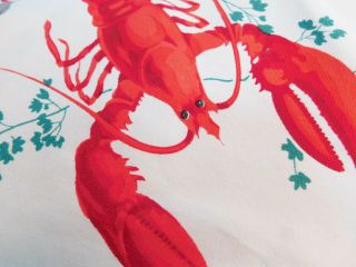 Big Rare Bright Red Lobsters Vintage Wilendure Tablecloth Clams Prawns Crayfish