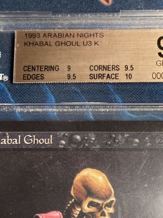 MTG 1x KHABAL GHOUL (BGS 9.  5) Arabian Nights beckett graded gem magic u3 2