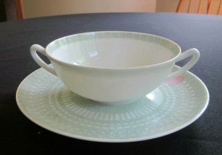Rare Hermes Porcelain Double Handle Tea Cup And Saucer France