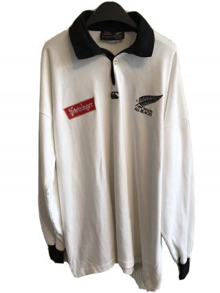 Rare Vintage Zealand All Blacks White Steinlager Rugby Union Shirt Jersey Xl
