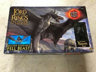 Toybiz Lord Of The Rings Deluxe Poseable Fell Beast Figure W/ Ringwraith Rider