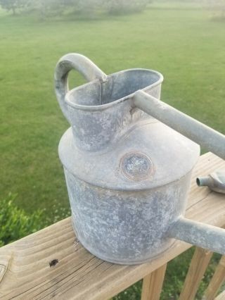 Rare Vintage Galvanized Hawes Indoor Watering Can w/ Two Copper Spouts 2