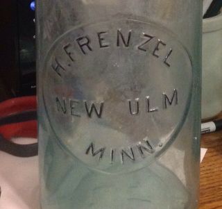 14 " H Frenzel Picnic Soda Water Bottle Ulm Mn 1900.  Rare Minnesota Mn 64 Oz