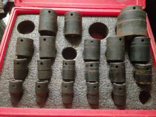 Rare Snap - On 23pc Socket Set In Case 1/2 " Dr Metric Sizes 10mm - 46mm (4 Missing)